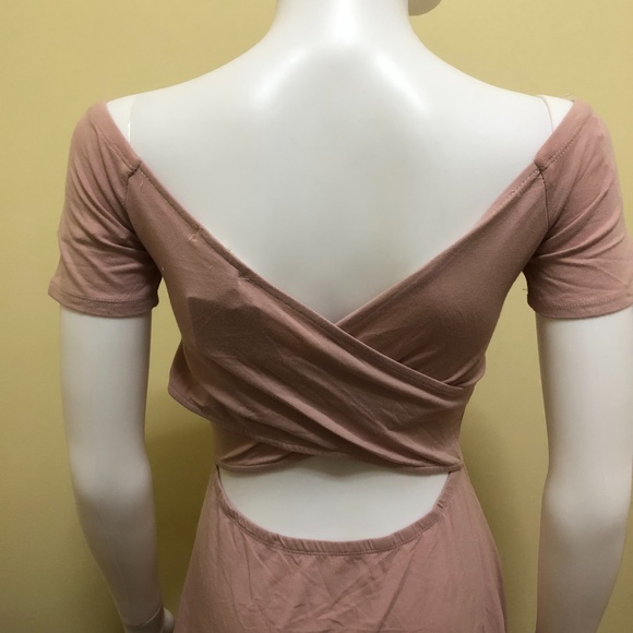 Rose Off Shoulder Dress With Cross Back - Picture 2 of 2